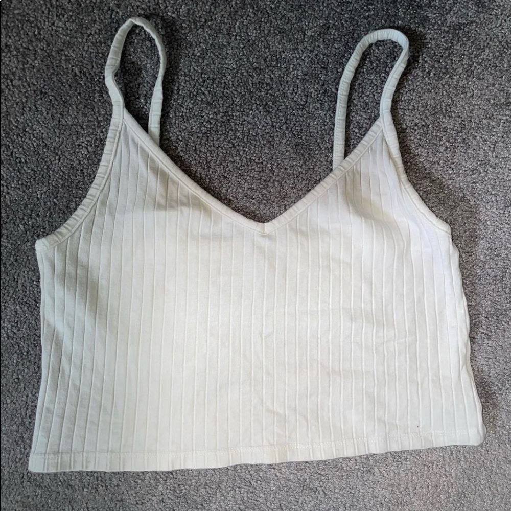 White Ribbed Crop Top